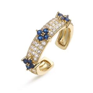BLUE GOLD CZ FLORETTE ADJUSTABLE RING